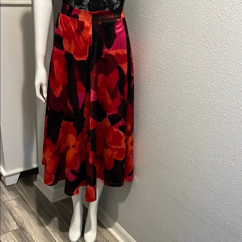 Gorgeous, Floral Red and Black Women's Skirt vibrant colors, versatile